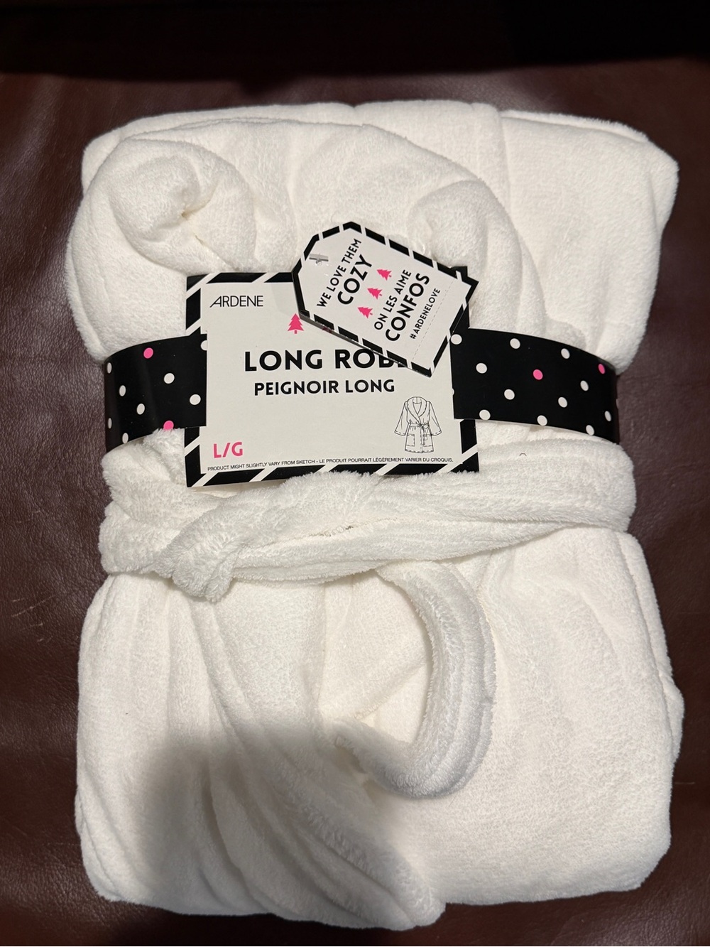 NWT Ardene Cozy Plush Fleece Long Robe – Size Large – White